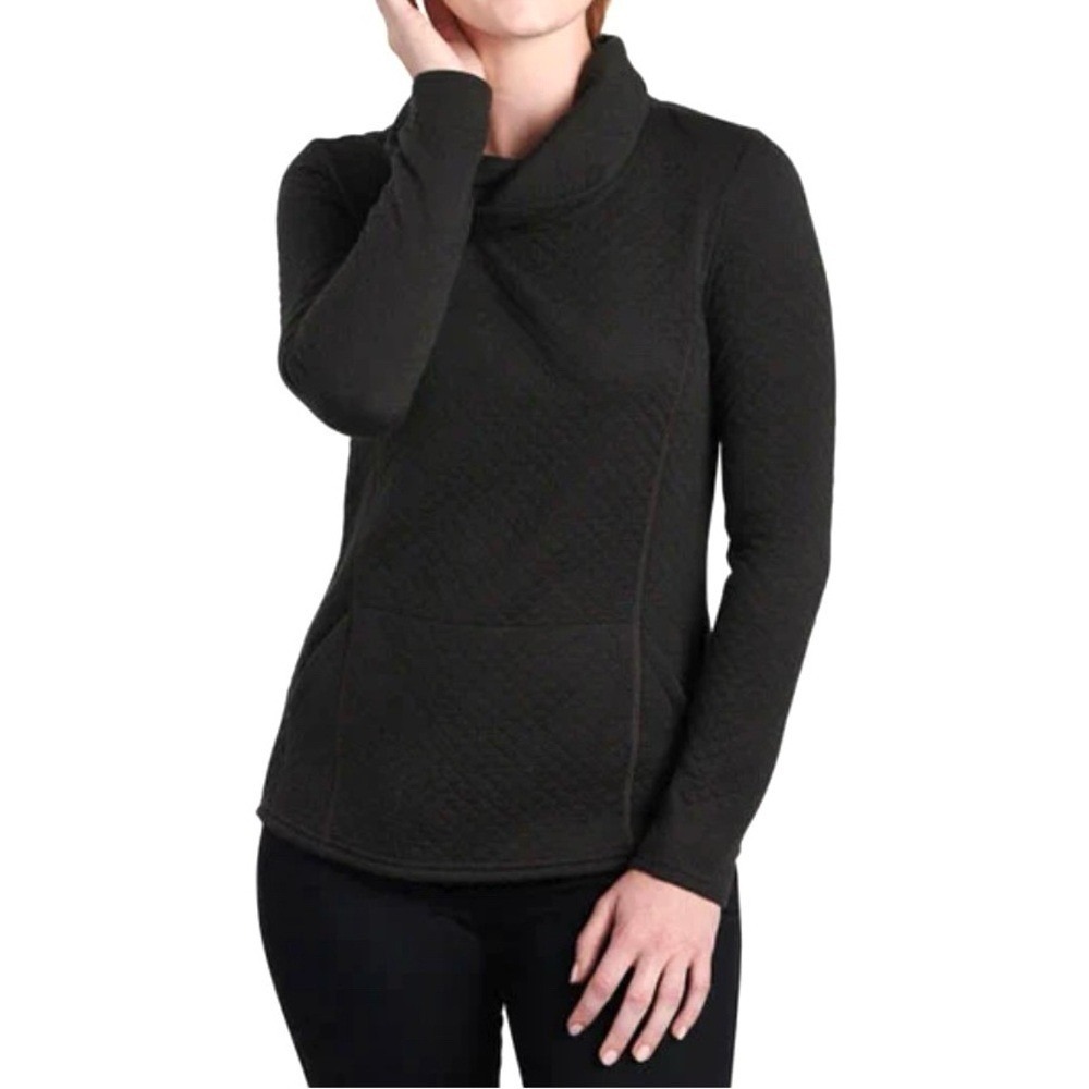Kuhl Women's Athena Charcoal Quilted Cowl‎ Neck Long Sleeve Pullover S Gorpcore